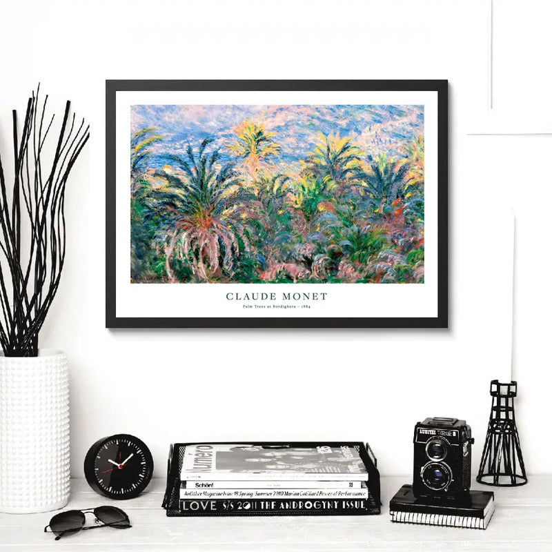 Cuadro Dormitorio Living Claude Monet Palmeras De Bordighera Marco Negro