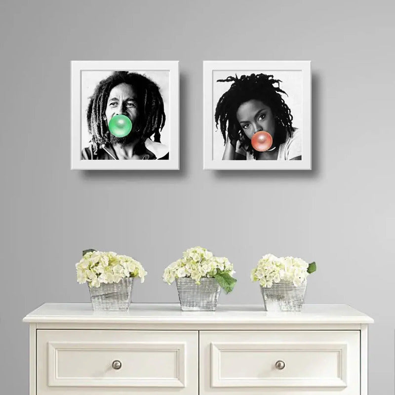 Set 2 Cuadros Bob Marley Lauryn Hill Chicle Musica Decor