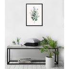 Cuadro Dormitorio Living Hojas De Eucalipto Botanico Suave Marco Negro