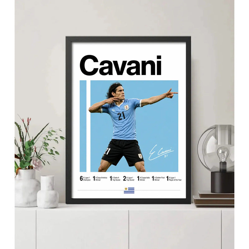Cuadro Cavani Jugador Fútbol Logros Signature Club Deportes Marco Negro