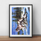 Cuadro Lobos De Invierno Montanas Decoracion Con Paspartú Marco Negro