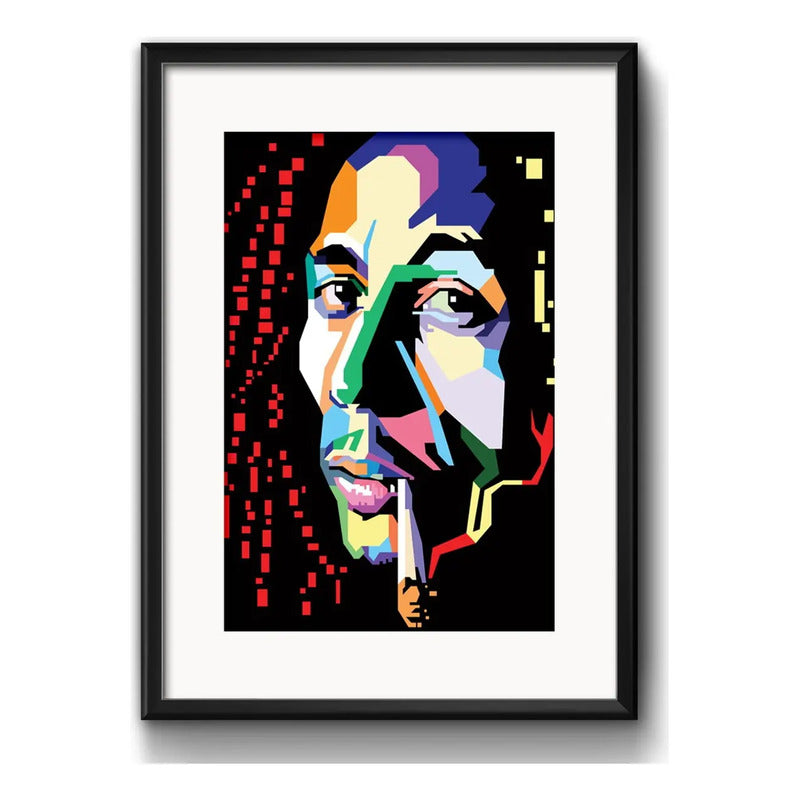 Cuadro Bob Marley Pop Art Reggae Musica Decoracion Paspartú Marco Negro