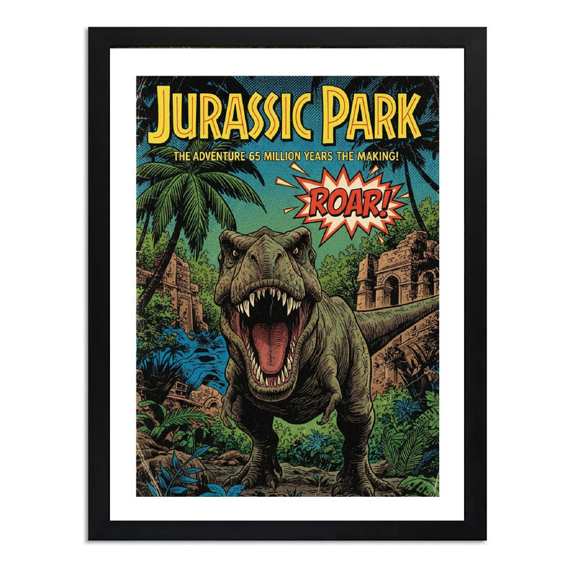 Cuadro Jurassic Park Comics Pelicula Dinosaurio Spielberg Marco Negro