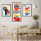 Wall 4 Cuadros Para Cocina Comedor Living Decoracion Moderna Bauhaus Vino Cafe Gin Tonica Con Marco Negro