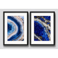 Set 2 Cuadros Agata Lapislazuli Abstracto Azul Con Paspartu 53x43cm Cada Cuadro Negro