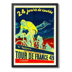 Cuadro Carrera Bicicleta Retro Vintage Bike Ciclismo Afiche Tour De France 1949 Negro