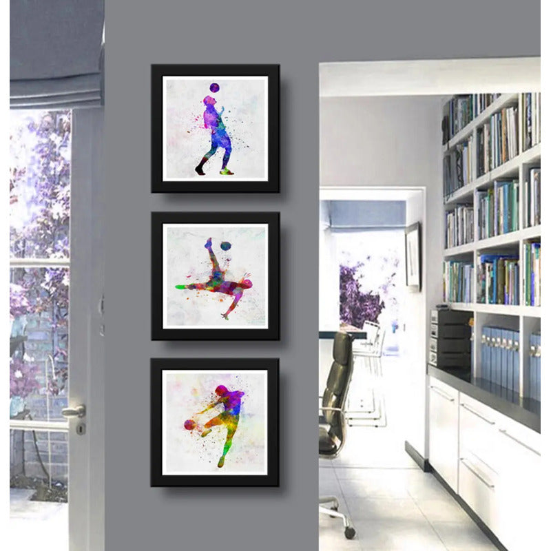Set 3 Cuadros Futbol Pop Art Jugadores Deporte Decoracion