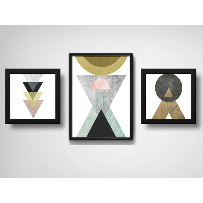 Set 3 Cuadros Geometrico Escandinavo Abstracto Decoracion B4