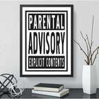 Cuadro Parental Advisory Explicit Content Frase Decoracion Marco Negro