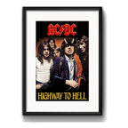 Cuadro Ac/dc Highway To Hell Rock B2 Decoracion Con Paspartú Marco Negro