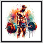 Cuadro Fitness Gym Musculacion Gimnasio Decoracion 33x33cm Halterofilismo 2 Con Marco Negro