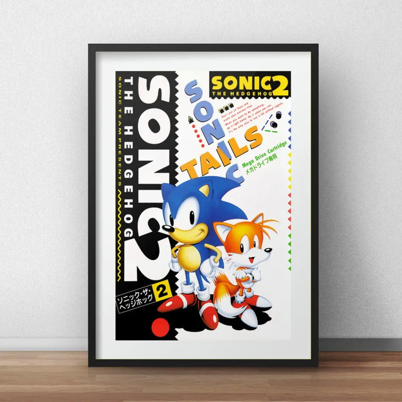 Cuadro Sonic Tails 2 Juego Game Decoracion Con Paspartú Marco Negro