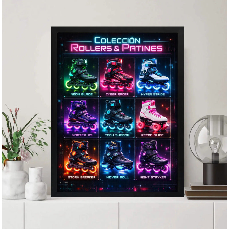 Cuadro Colección Rollers & Patines Patin En Linea Deportes Marco Negro