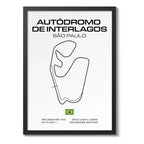 Cuadro Pistas De Carreras Autodromo Formula 1 Minimalista Interlagos Brasil Marco Negro