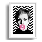 Cuadro Twiggy Chicle Blanco Y Negro Fashion Arte Paspartu