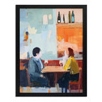 Cuadro Living Cocina Arte Conversación Tomando Copas De Vino Conversación Tomando Vino 2 Marco Negro