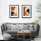 Set 2 Cuadros Boho Arte Abstracto Tonos Tierra Con Paspartu 53x43cm Cada Cuadro Negro
