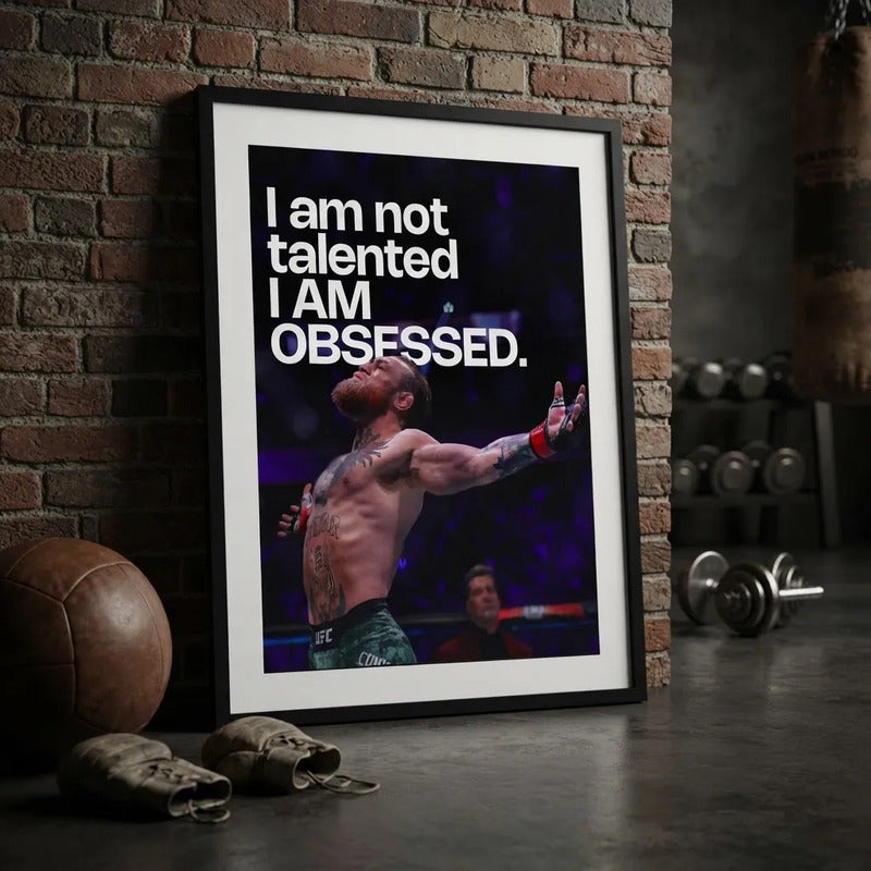Cuadro Conor Mcgregor Frase Motivacional Deporte Mma Ufc Gym Marco Negro