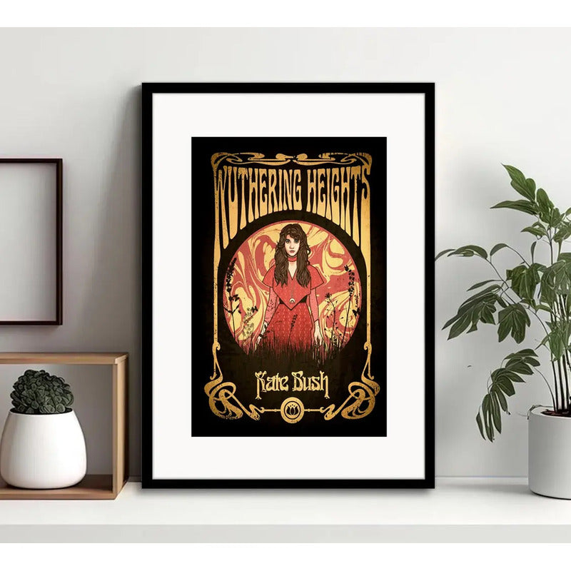 Cuadro Kate Bush Cantante Pop Ingles Decoracion Con Paspartú Wuthering Heights Con Marco Negro