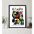 Cuadro Copa Del Mundo Futbol 1982 España Retro Art Joan Miro Marco Negro