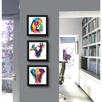 Set 3 Cuadros León Jirafa Elefante Pop Art Colors Decoracion