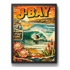 Cuadro Surf Jeffreys Bay Arte Retro Olas Famosas Del Mundo Marco Negro