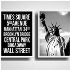 Set 2 Cuadros Nueva York Estatua Libertad Blanco Y Negro