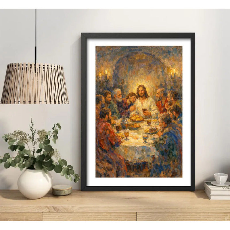 Cuadro Jesús Cristo Vía Crucis Estación Calvario Biblia Arte La Última Cena Negro
