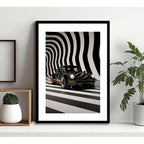 Cuadro Porsche 911 Negro Modelo Auto Arte Decoracion Marco Negro
