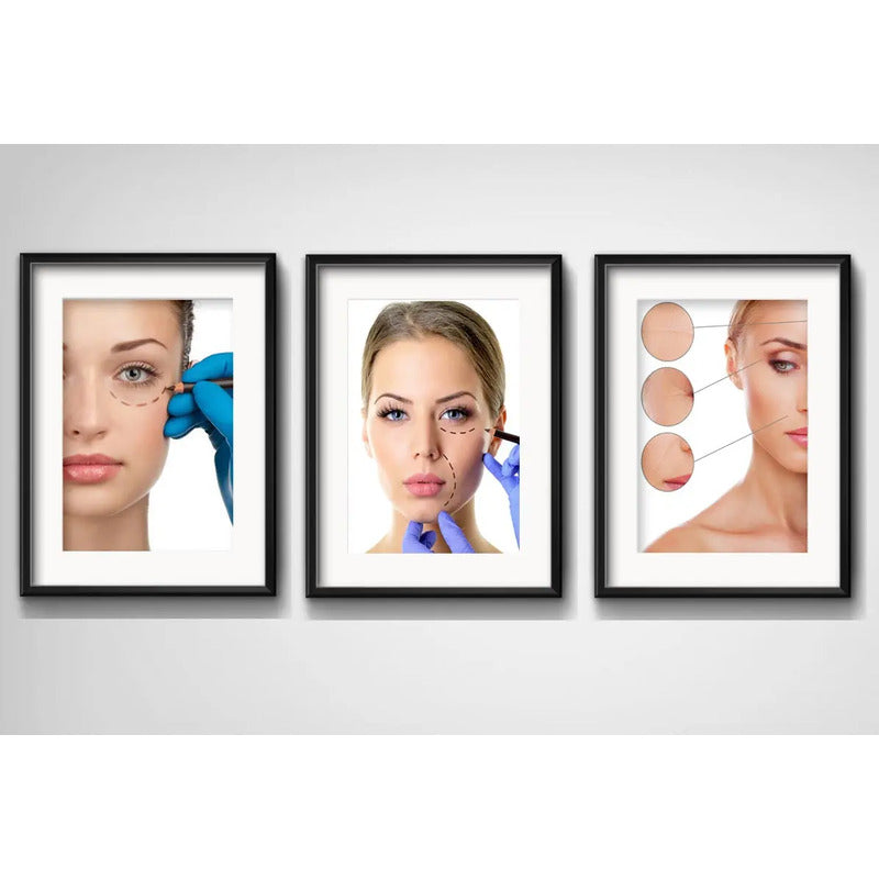 Set 3 Cuadros Estetica Plastica Clinica Decoración Paspartu