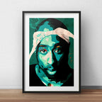 Cuadro Tupac Shakur Arte Rapper Musica Decoracion Paspartú Marco Negro