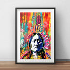 Cuadro Indio Americano Pop Art Indigenas Con Paspartú