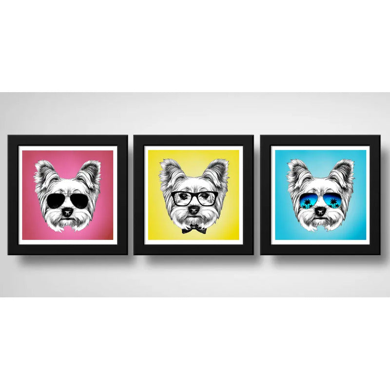 Set 3 Cuadros Perro Yorkshire Pop Art Mascota Pet Decoracion