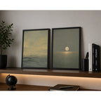 Set 2 Cuadros Living Dormitorio Paisaje Abstracto Sunset Marco Negro