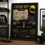 Cuadro Senna Formula 1 Lotus 97t Ano 1985 Specs Efecto 3d Marco Negro