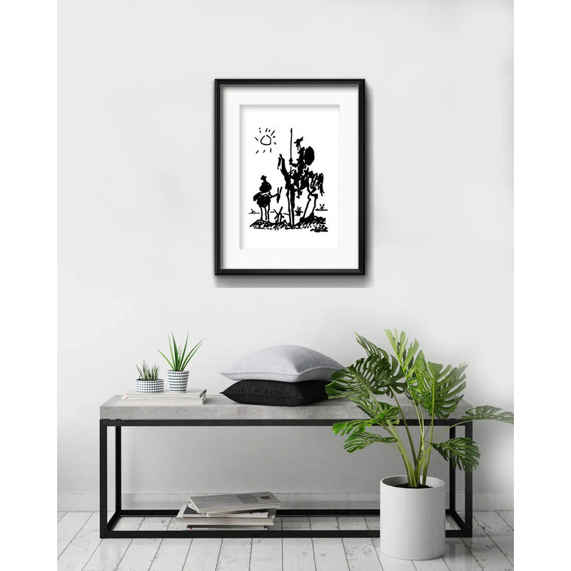 Cuadro Pablo Picasso Don Quijote 53x43cm Con Paspartú Marco Negro
