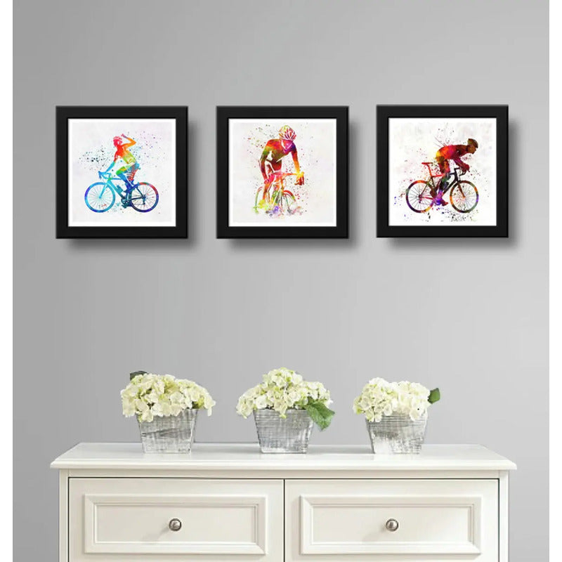 Set 3 Cuadros Bike Pop Art Bicicleta Bici Ciclismo Deportes