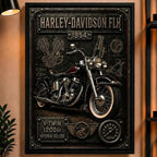 Cuadro Harley Davidson Moto Icónico Detalles Specs Efecto 3d Marco Negro