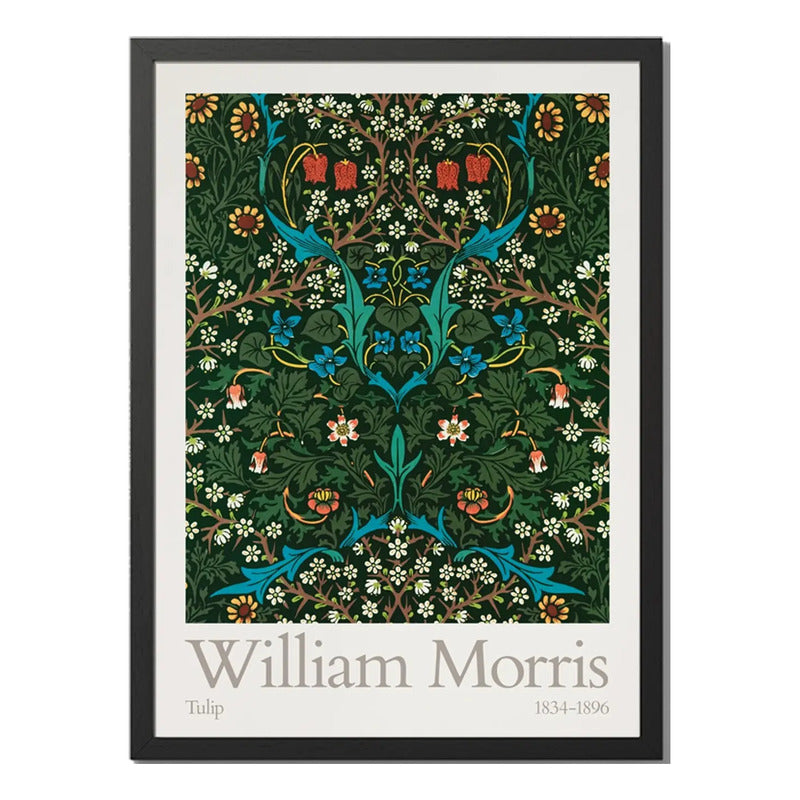 Cuadro William Morris Tulip Flores Plantas Arte Decoracion Marco Negro