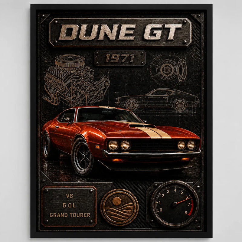 Cuadro Ford Mustang Mach 1 Clasico Arte 3d Auto Decoracion Marco Negro