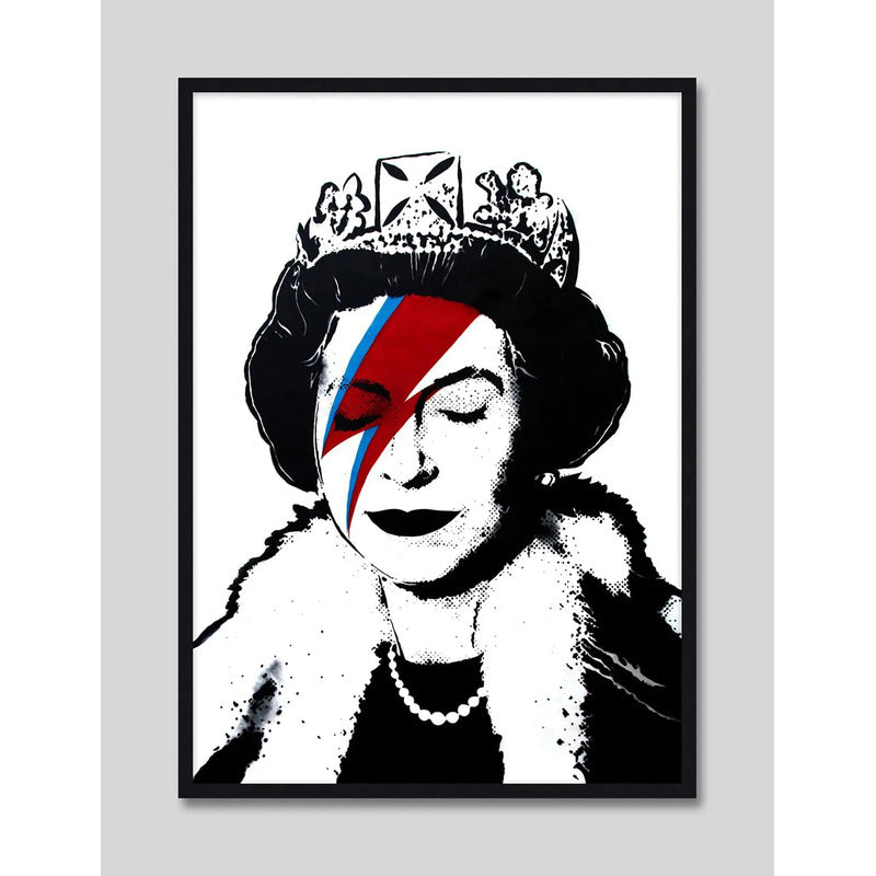 Cuadro Banksy Lizzy Stardust Reina Isabel Arte Decoracion Marco Negro