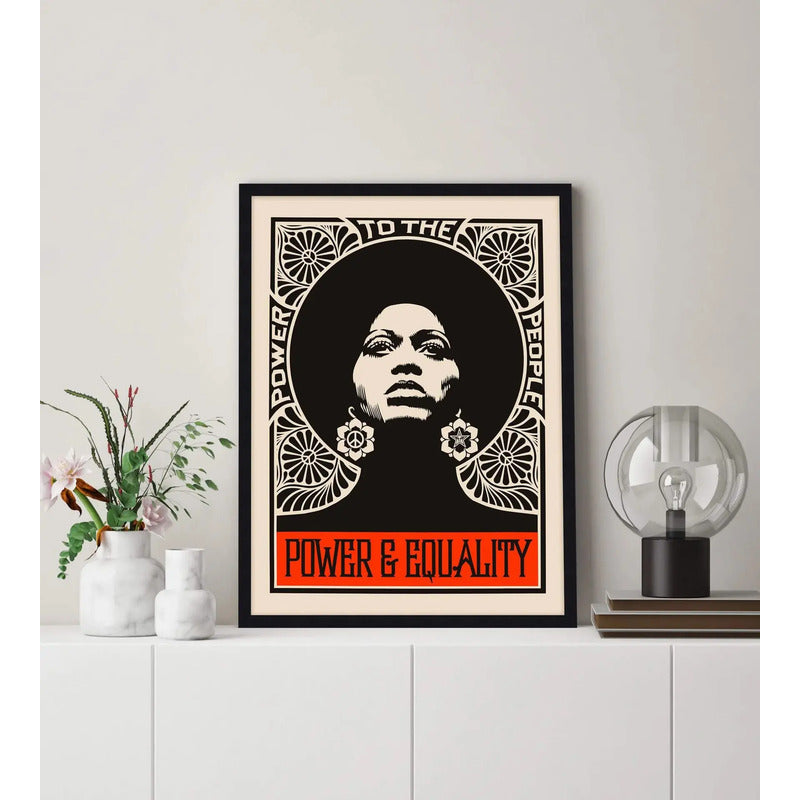 Cuadro Power Equality Derechos Humanos Anti Racismo Arte Marco Negro