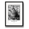 Cuadro Madrid Espana Ciudad Blanco Y Negro Con Paspartú Marco Negro