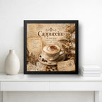 Cuadro Living Comedor Cocina Café Cappuccino Coffee Retro B2 Marco Negro