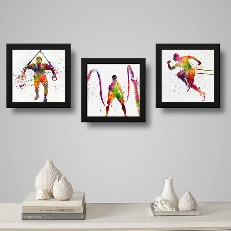 Set 3 Cuadros Crossfit Pop Art Fitness Musculacion Gimnasio