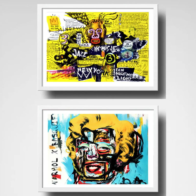Set 2 Cuadros Basquiat Arte Urbano Monroe Decoración Hogar