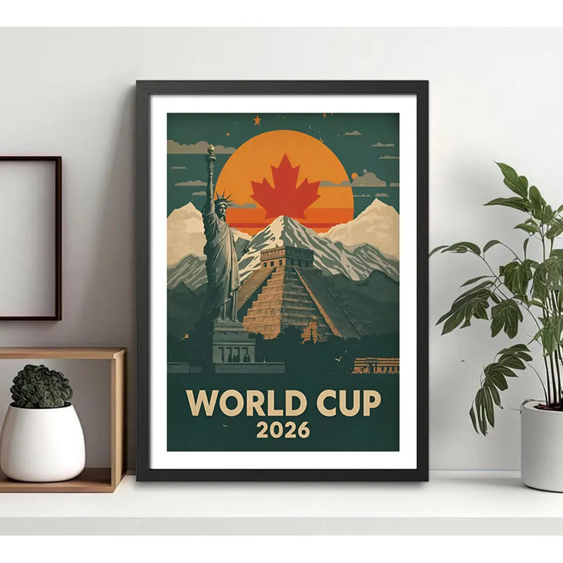 Cuadro Copa Del Mundo Futbol Fifa 2026 Paises Monumentos Marco Negro