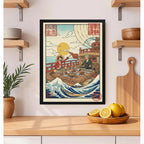 Cuadro Luffy Mesa Comida One Piece Anime Ola Japón Cocina Marco Negro