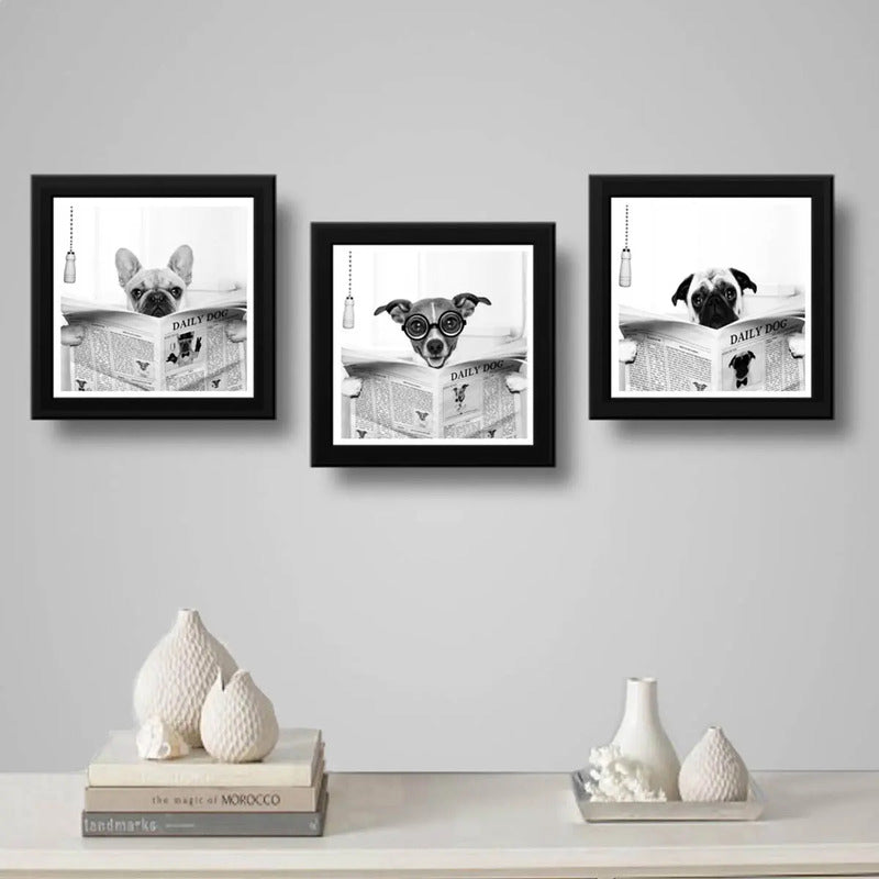 Set 3 Cuadros Perro Baño Decoracion Mascotas Pet Veterinaria