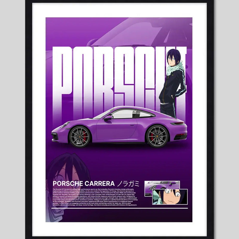 Cuadro Porsche Carrera Anime Noragami Auto Modelo Decoracion Marco Negro